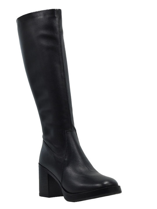 Robinson Leather High Heel Women's Boots with Laces Black