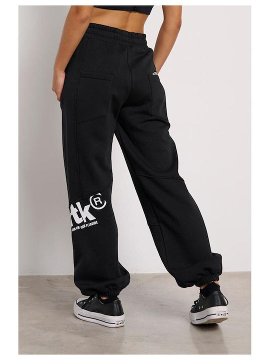 BodyTalk Women's High Waist Jogger Sweatpants Black Fleece