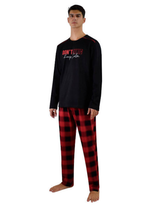 Poleren Men's Winter Pajamas Set Black