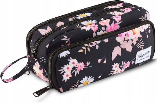 Zagatto Pencil Case Metallic with 3 Compartments Black