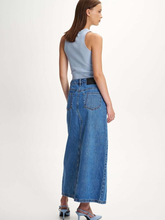 Ale - The Non Usual Casual Denim Maxi Skirt in Blue color