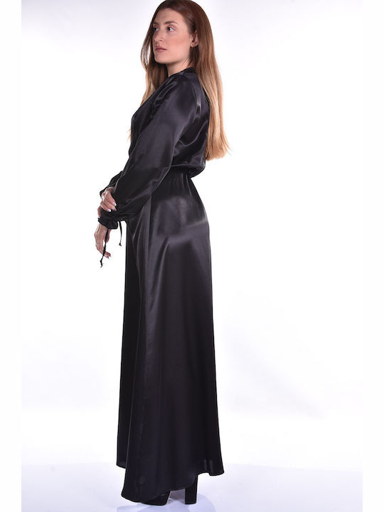 Maxi Evening Satin Dress Black