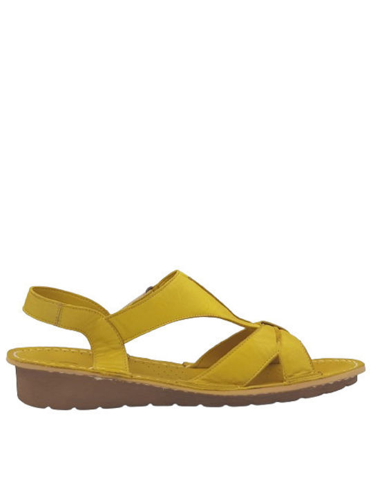 Verosoft Leather Women's Flat Sandals Anatomic in Yellow Color