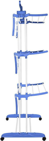 Vertical Clothes Dryer Mobile Foldable Two Hangers 75x57x170cm Load Capacity 15kg