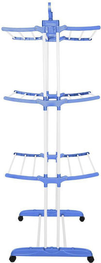 Vertical Clothes Dryer Mobile Foldable Two Hangers 75x57x170cm Load Capacity 15kg