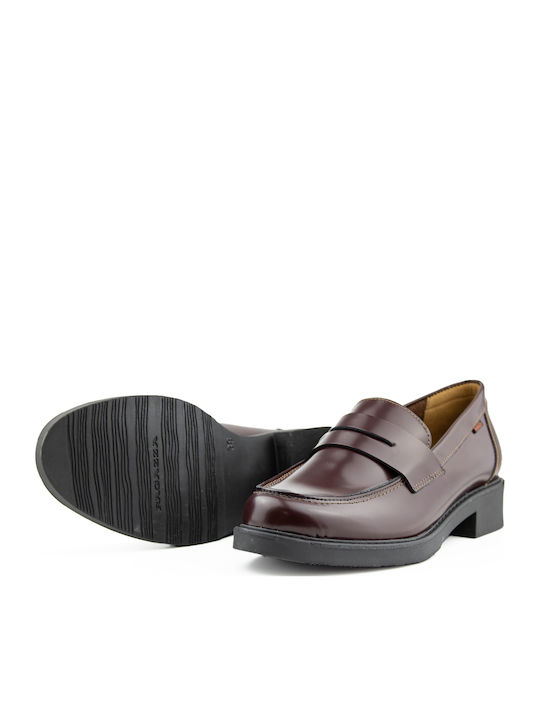 Leather Women's Moccasins in Burgundy Color