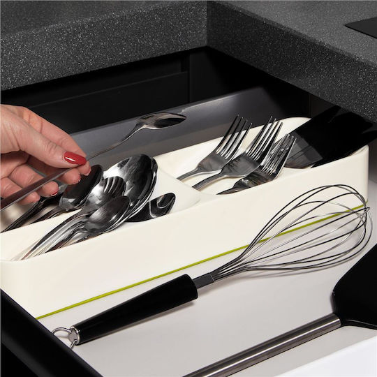 Besteckeinsatz für Schubladen Kunststoff 40x11x5,5 cm Grau