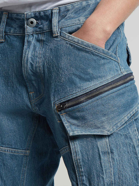 Rovic Zip 3D Ανδρικό Παντελόνι Τζιν Cargo με Regular Tapered Εφαρμογή Medium Aged Denim