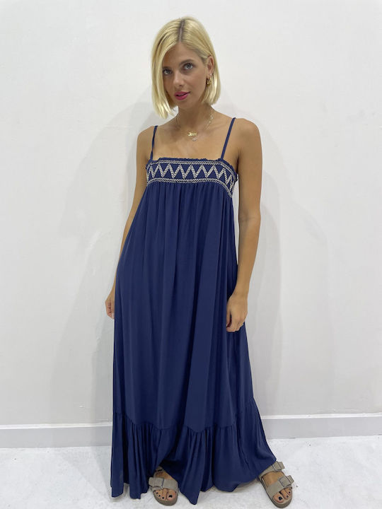 Sapidis Summer Maxi Dress with Ruffle Blue