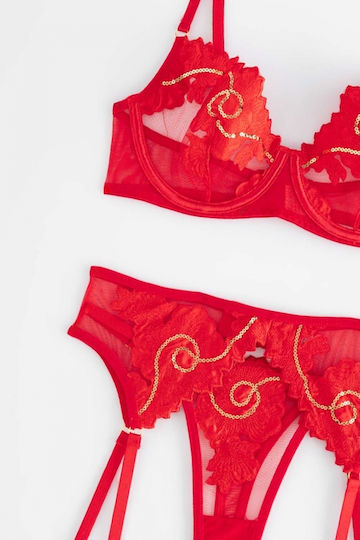 Decoro Sexy Dessous-Set mit Straps Rot