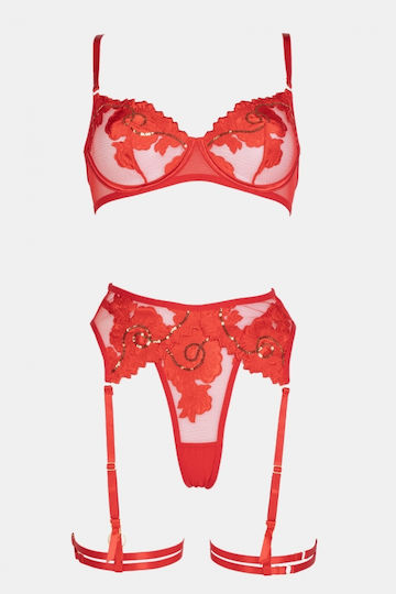 Decoro Sexy Dessous-Set mit Straps Rot