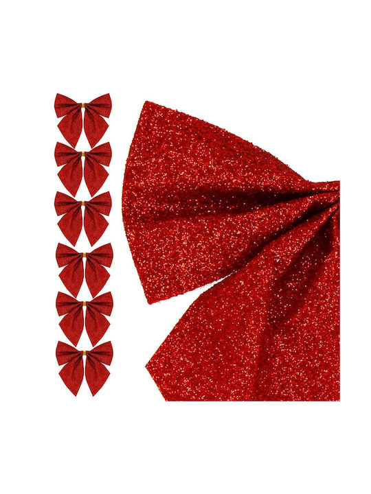 Hängender Bogen Ornament Rot mit Glitzer Set 6Stück