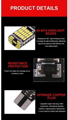 LED Auto Canbus W16W T15 45 SMD 4014 12V