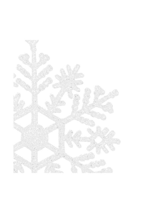 Hängendes Schneeflocke Ornament Kunststoff Weiß mit Glitzer Set 12Stück