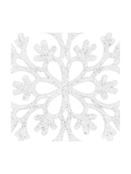 Hängendes Schneeflocke Ornament Kunststoff Weiß mit Glitzer Set 12Stück