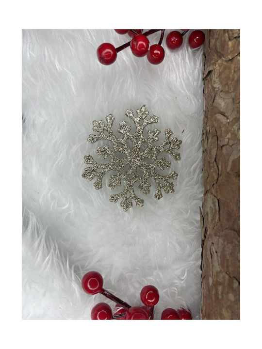 Ornament suspendat Fulgi de zăpadă Plastic Auriu Set 8buc