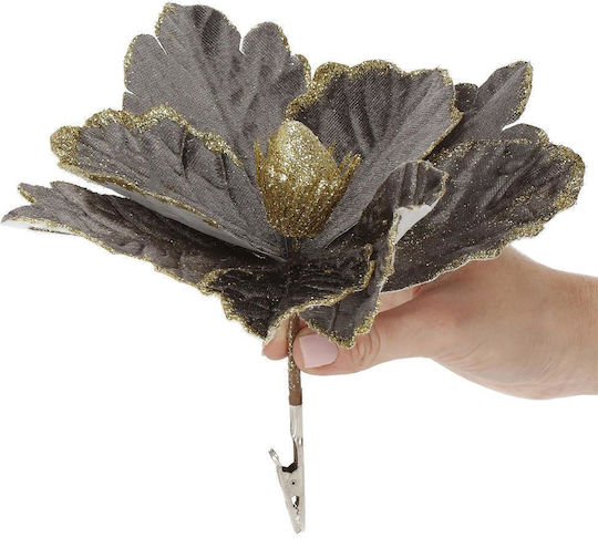 Hängendes Ornament Blume Gray mit Glitzer Set 5Stück
