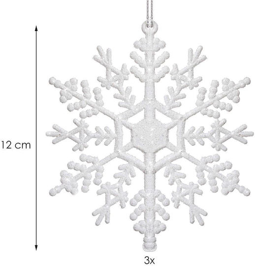 Ornament suspendat Fulgi de zăpadă Plastic Alb Set 3buc