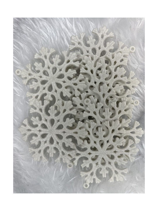 Ornament suspendat Fulgi de zăpadă Plastic Alb Set 8buc