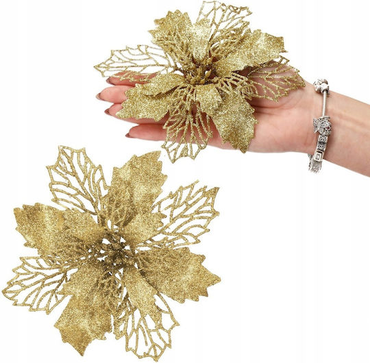 Hängendes Ornament Blume Kunststoff Gold 16x14cm Set 10Stück
