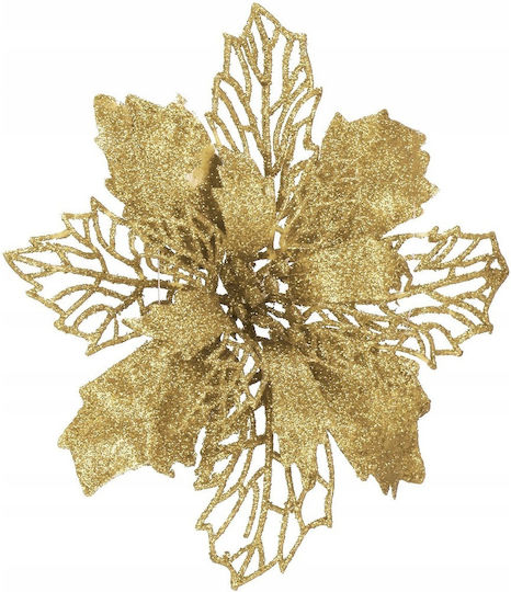 Hängendes Ornament Blume Kunststoff Gold 16x14cm Set 10Stück