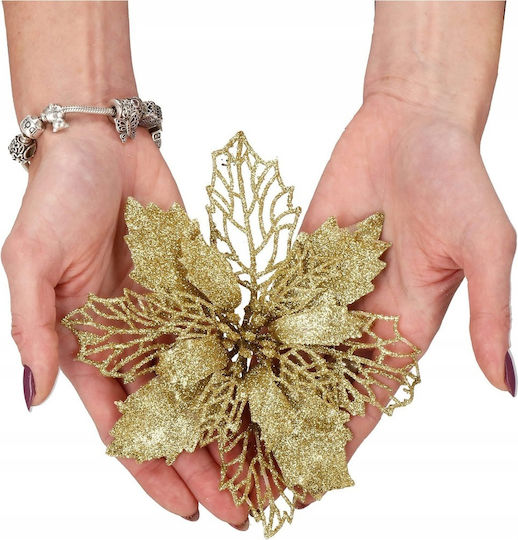 Hängendes Ornament Blume Kunststoff Gold 16x14cm Set 10Stück