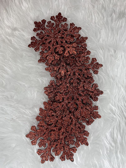 Hängendes Schneeflocke Ornament Kunststoff Rot mit Glitzer Set 8Stück