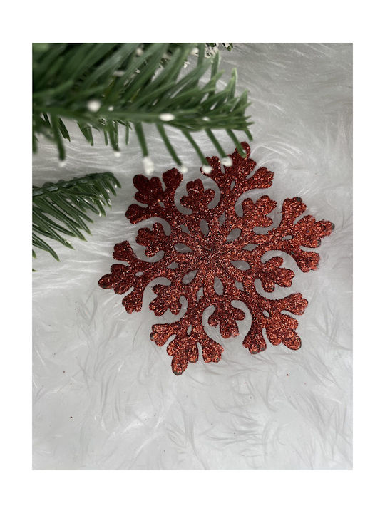 Ornament suspendat Fulgi de zăpadă Plastic Roșu Set 8buc