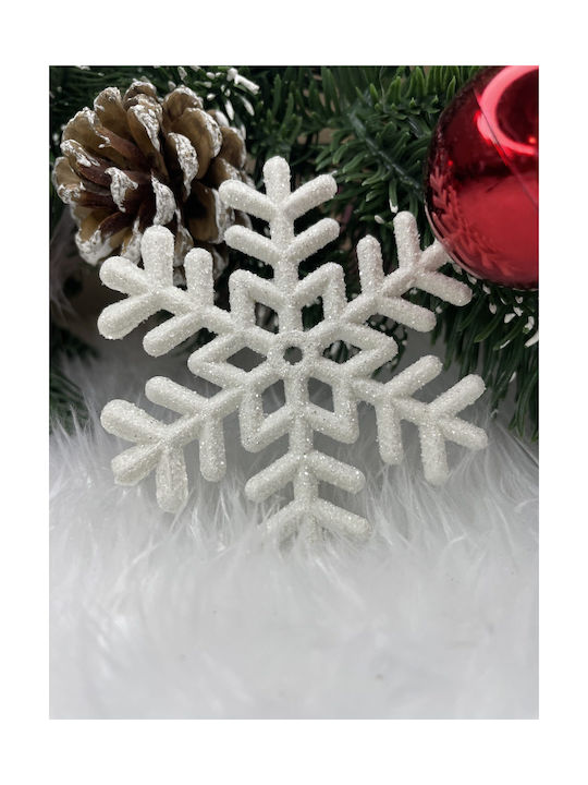 Ornament suspendat Fulgi de zăpadă Plastic Alb Set 3buc