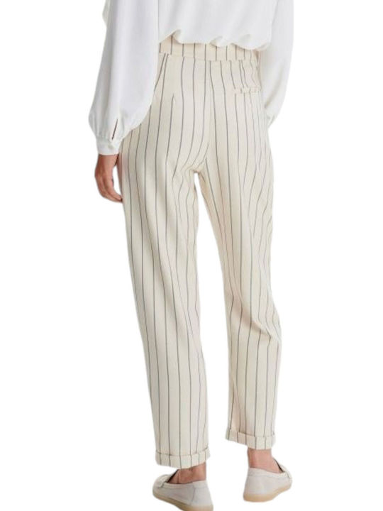 Ale - The Non Usual Casual Women's High-waisted Fabric Trousers Striped Butter