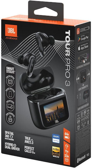 JBL Tour Pro 3 In-ear Bluetooth Handsfree Ακουστικά με Θήκη Φόρτισης Μαύρα