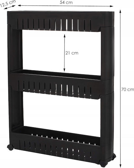Sersimo Lebensmittelregal Kunststoff 3 Ebenen Schwarz 54x12.5x70cm