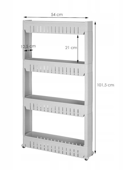 Troleu De Bucătărie Metalic Cu 4 Locuri Gri 54x12.5x101cm