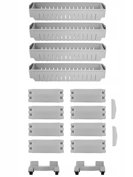 Troleu De Bucătărie Metalic Cu 4 Locuri Gri 54x12.5x101cm