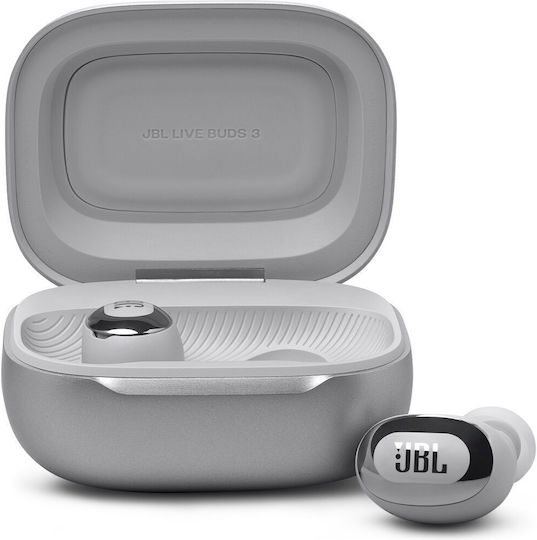 JBL Live Buds 3 Bluetooth Handsfree Earphones with Sweat Resistance and Charging Case Silver