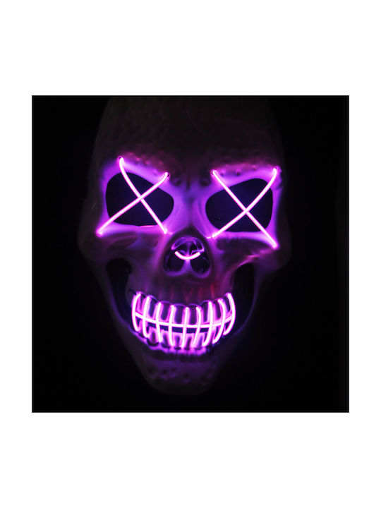 Halloween Mask Skull Model Zola White Purple Lights Plastic 26x17 Cm