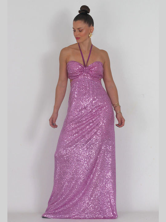 Love Me Apparel Maxi Evening Dress Open Back Purple