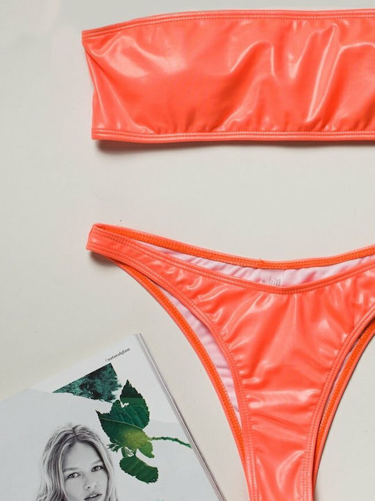 Decoro Bikini Set Strapless Top & Brazil Bottom Orange