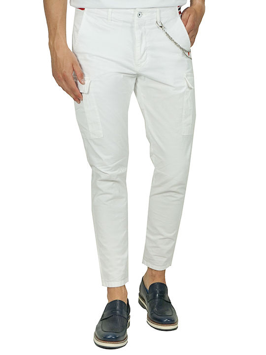 Trousers Cargo Elastic in Slim Fit White