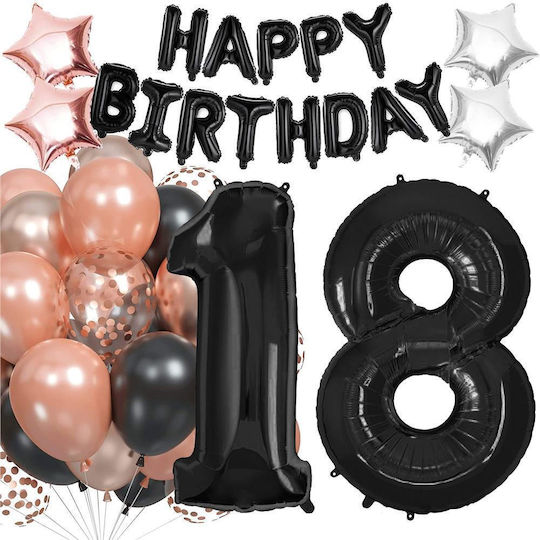 Komposition mit 53 Luftballons Schwarze Zahlen 75cm