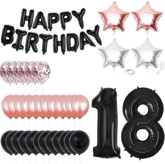 Komposition mit 53 Luftballons Schwarze Zahlen 75cm