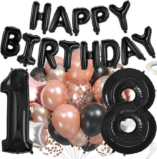 Komposition mit 53 Luftballons Schwarze Zahlen 75cm