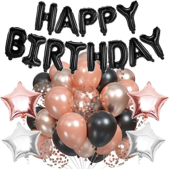 Komposition mit 53 Luftballons Schwarze Zahlen 75cm