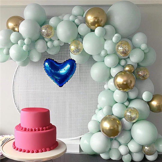 Komposition mit 50 Luftballons Latex Goldene 40cm white, gold, mint green