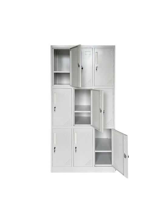 Dulap Locker Metalic Cu Din Posibilitatea De Blocare Cu 9 Dulapuri 90x40x185 Cm E6003,2