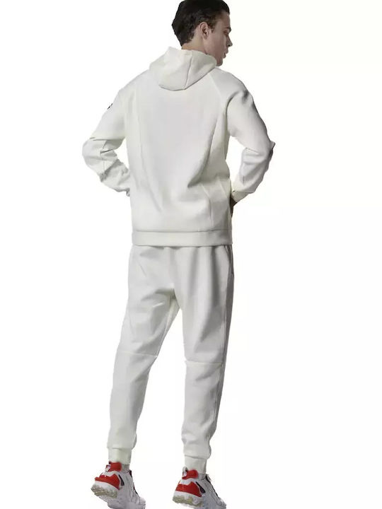 Body Action Men's Sweatshirt Jacket with Hood White