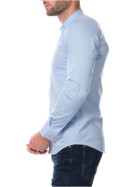 Hopenlife Men's Shirt Long Sleeve Cotton Light Blue