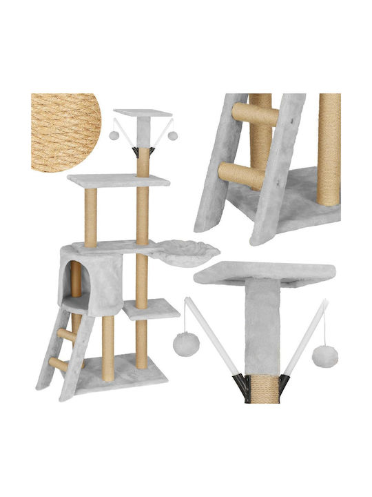Stâlp pentru zgâriat pisici Copaci pentru pisici Gri 4 niveluri 49x35x136cm