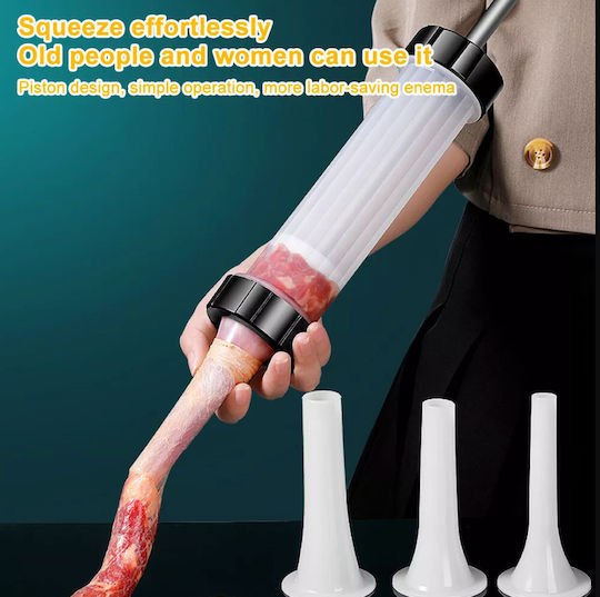 Sausage Filling Device In Syringe Shape Zola 3 Heads Plastic 29x6 Cm Transparent