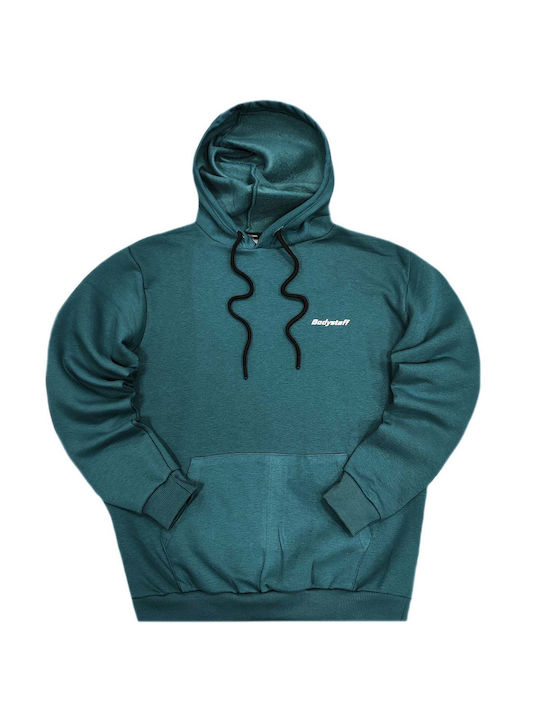 Body Staff Men's Sweatshirt with Hood Petrol Blue